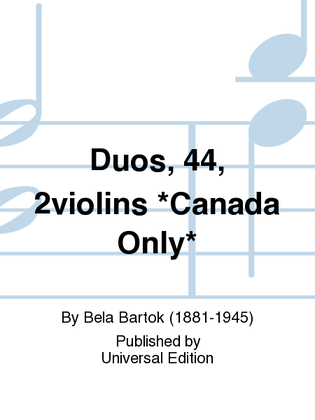 Book cover for Duos, 44, 2Violins *Canada Only*