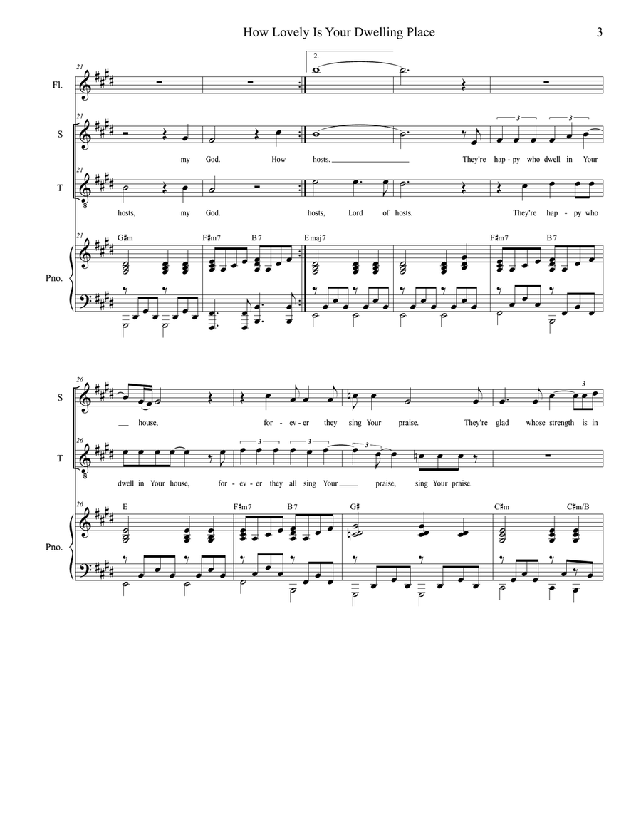 How Lovely Is Your Dwelling Place (for 2-part choir - (Soprano and Tenor) 2-Part scores gallery preview page 4