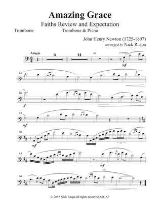 Book cover for Amazing Grace (Trombone & Piano) Trombone part