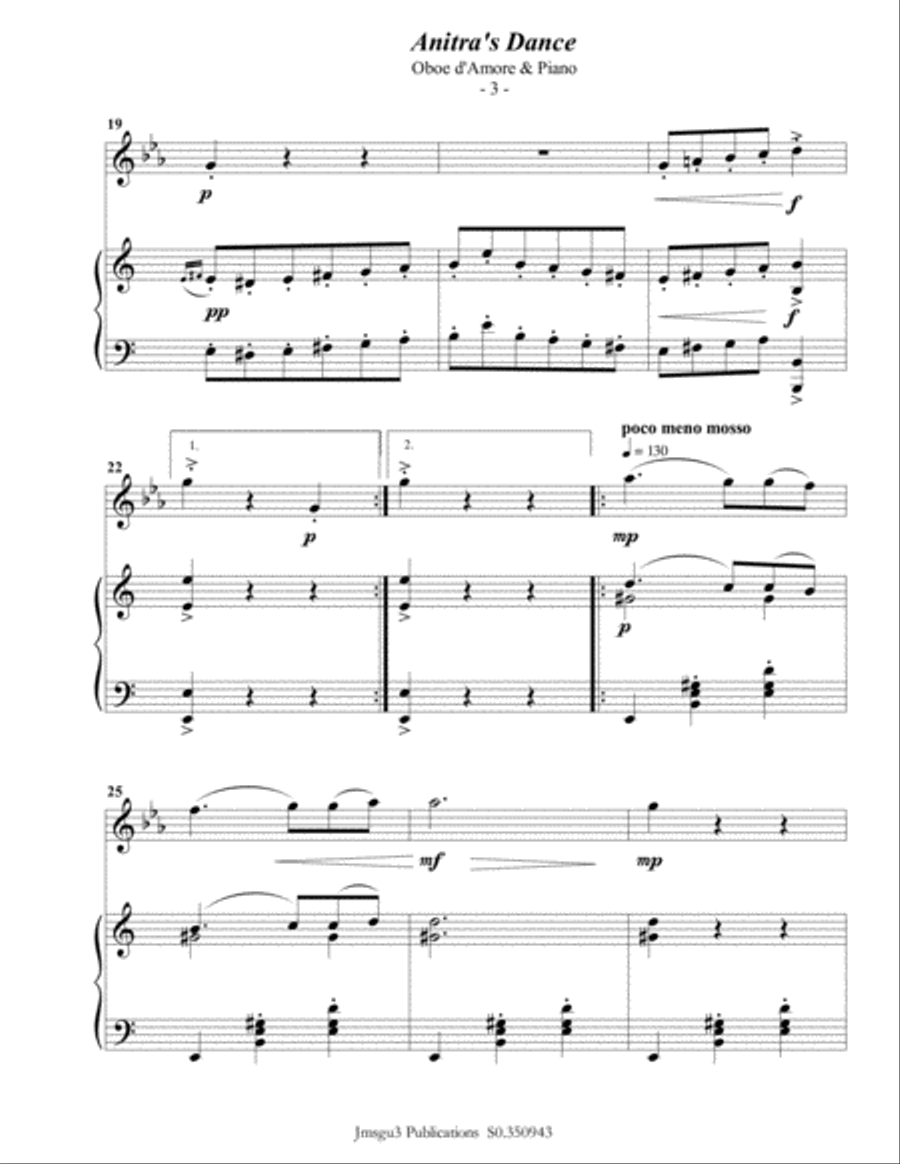 Grieg: Anitra's Dance from Peer Gynt Suite for Oboe d'Amore & Piano Oboe scores gallery preview page 4