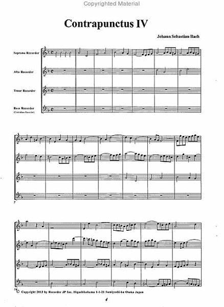 The art of Fugue, Volume 2 by Johann Sebastian Bach Recorder - Sheet Music