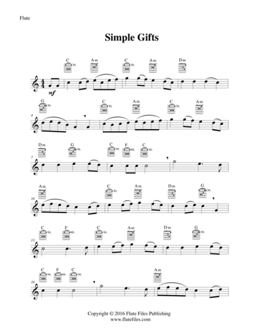 Simple Gifts - Flute Solo with Guitar Chords image number null