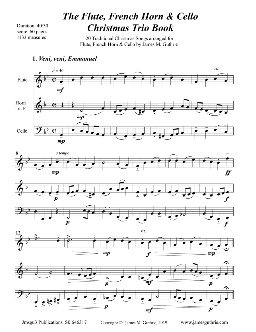 The Flute, French Horn & Cello Christmas Trio Book Small Ensemble scores gallery preview page 2