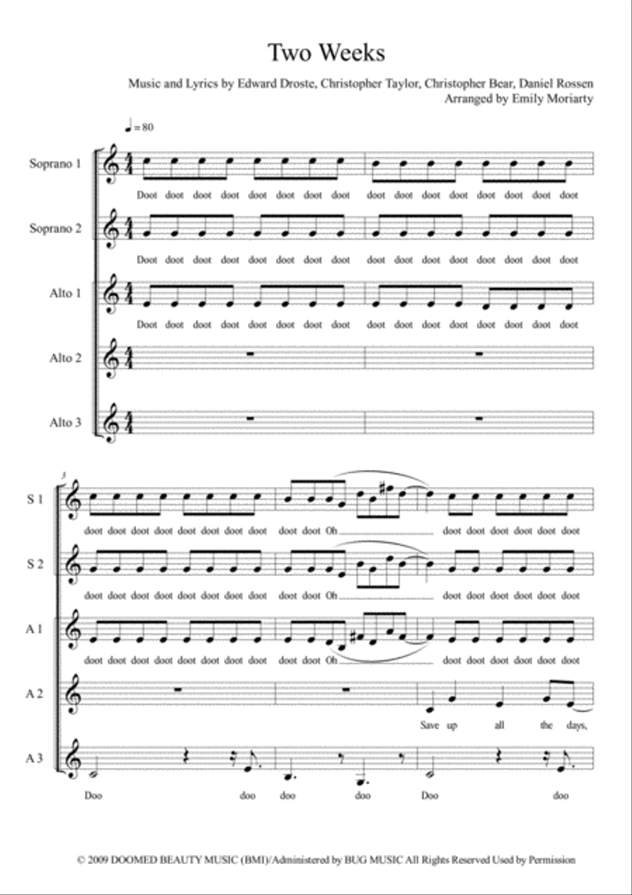 Two Weeks A Cappella scores gallery preview page 1