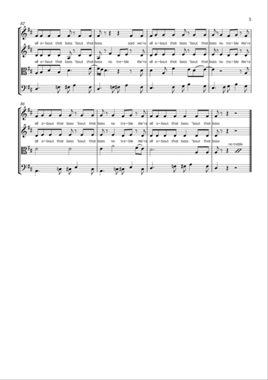 All About That Bass String Quartet scores gallery preview page 5