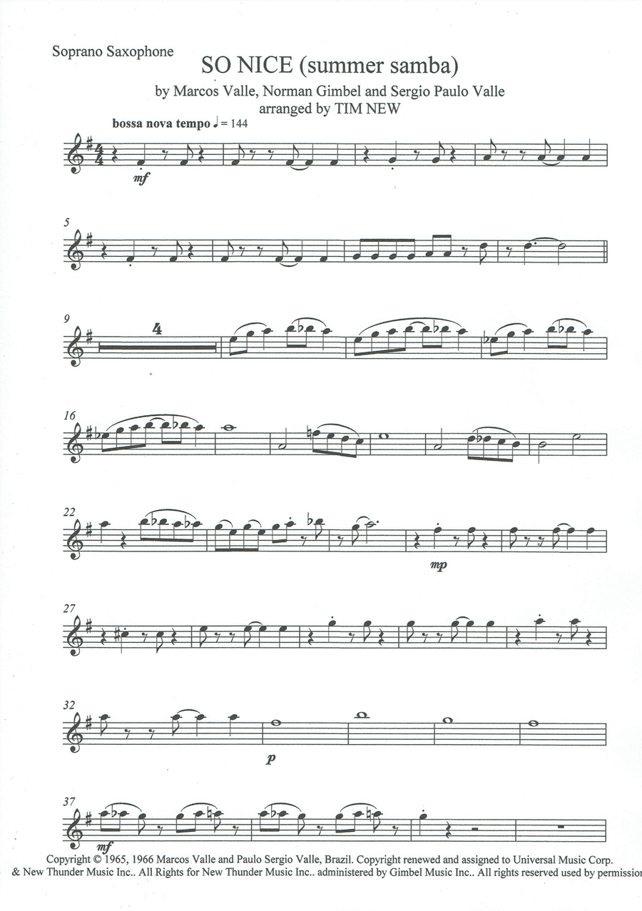So Nice (summer Samba) Woodwind Quartet scores gallery preview page 6