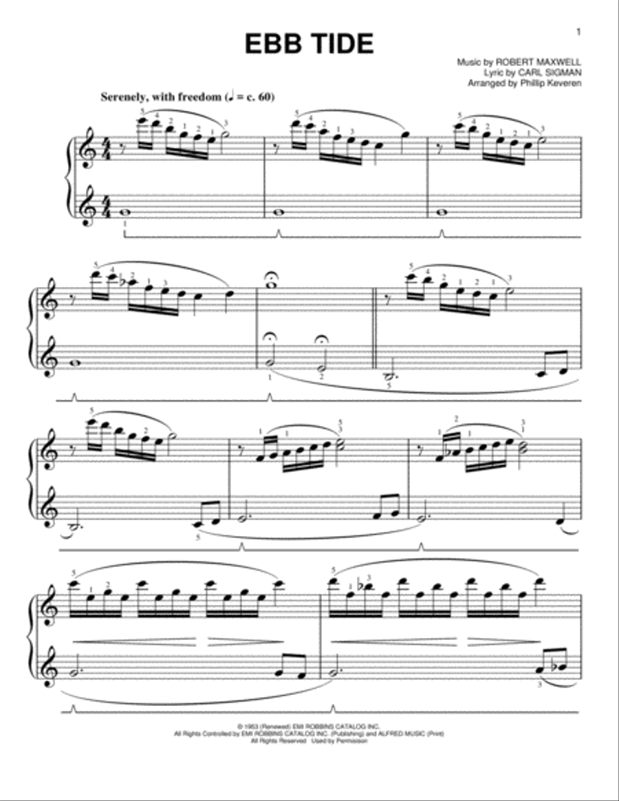 Ebb Tide [Classical version] (arr. Phillip Keveren) Easy Piano scores gallery preview page 1
