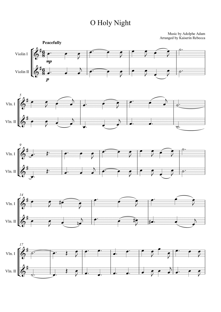 O Holy Night O Holy Night String Duet scores gallery preview page 1