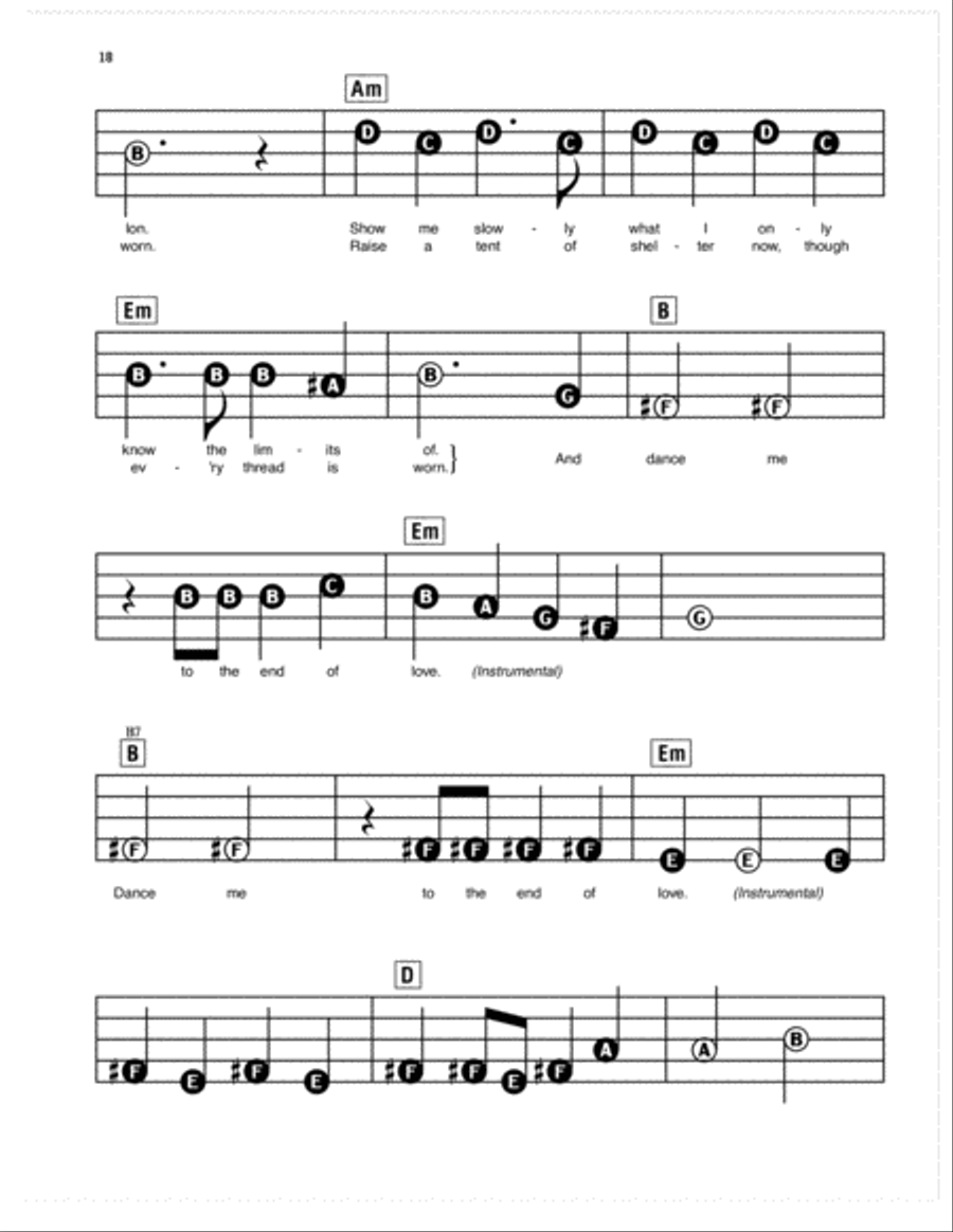 Dance Me To The End Of Love Electronic Keyboard scores gallery preview page 3