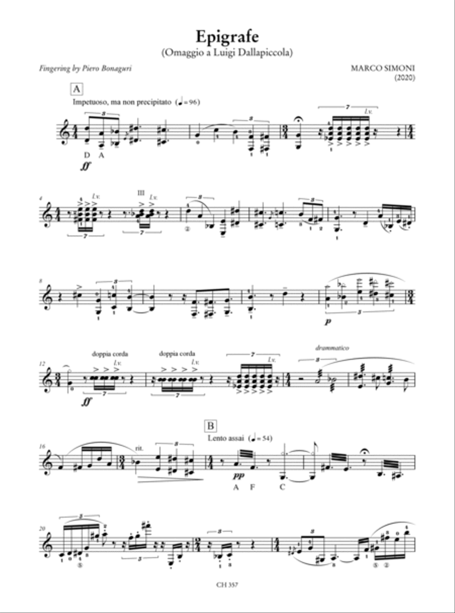 Homage to Luigi Dallapiccola. An Anthology of Contemporary Music for Guitar (Cattaneo, Cebic, Gambelli, Mandonico, Reghezza, Simoni, Spazzoli, Vezzoli). Preface by Mario Ruffini Acoustic Guitar scores gallery preview page 7