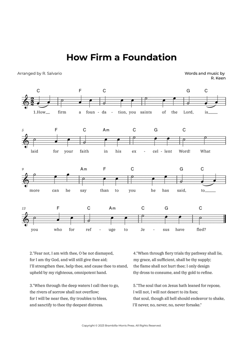 How Firm a Foundation (Key of C Major) image number null