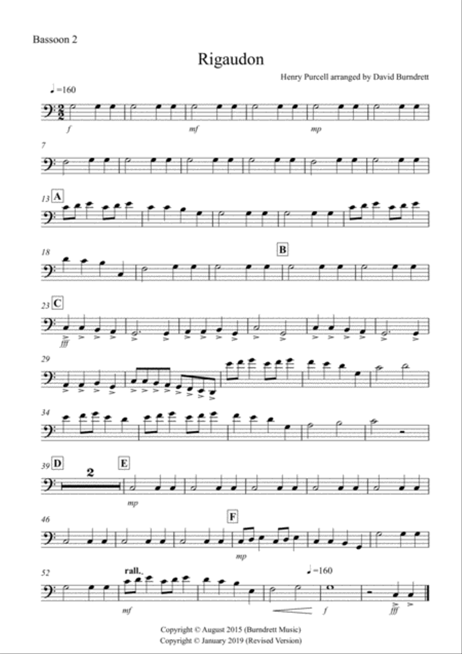 Rigaudon by Purcell for Bassoon Quartet Bassoon Quartet scores gallery preview page 4