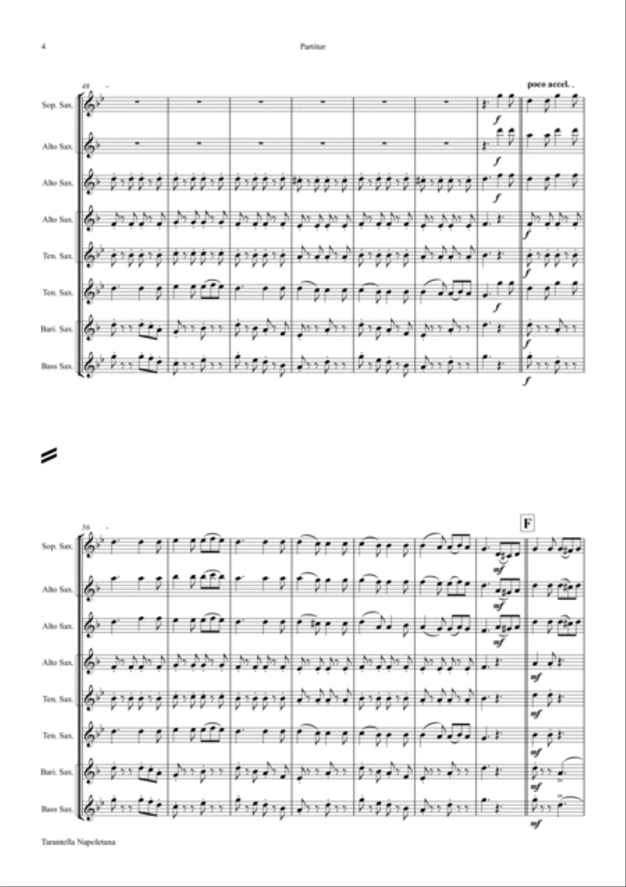 Tarantella Napoletana - Italian Folk Song - Saxophone Quintet Saxophone Quintet scores gallery preview page 4
