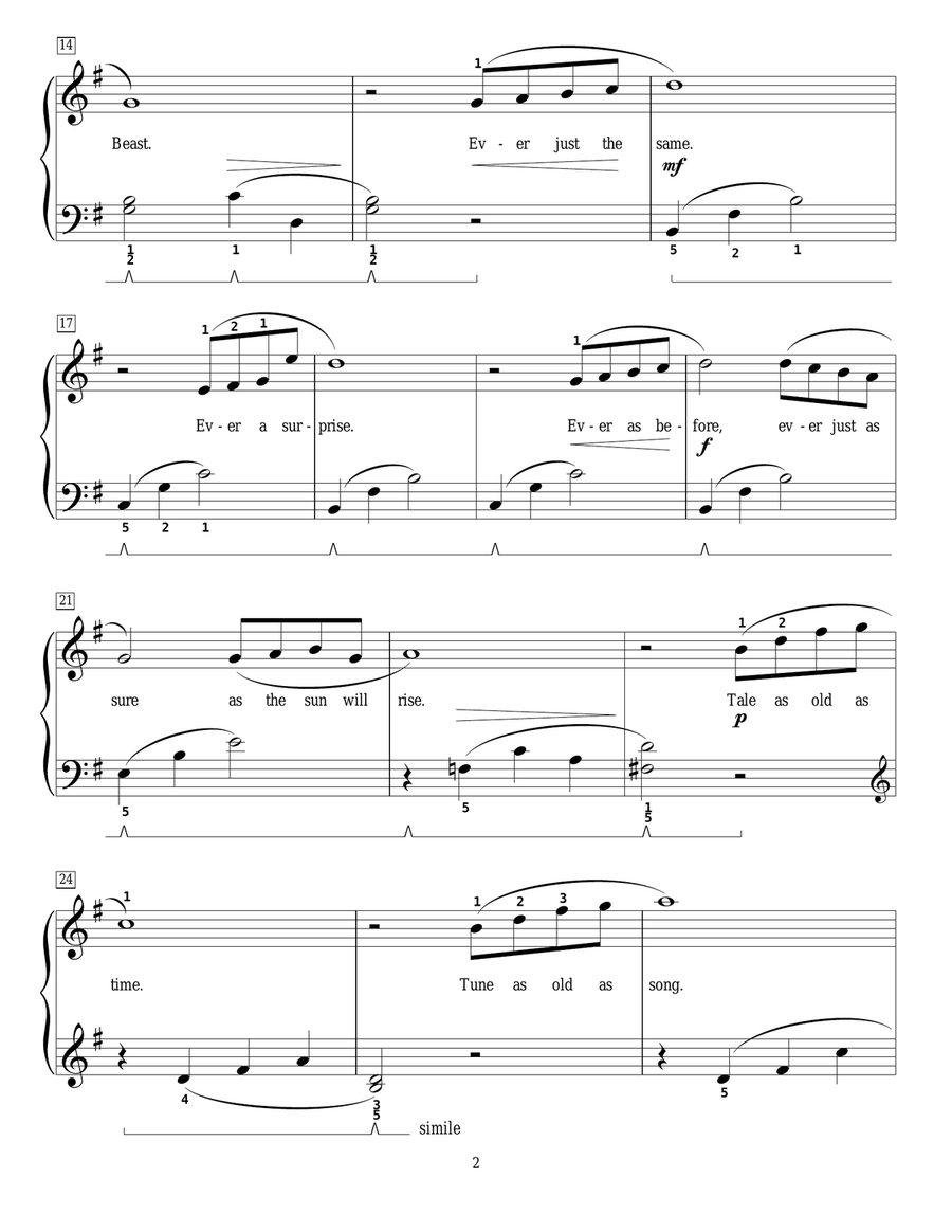 Beauty And The Beast (arr. Phillip Keveren) Piano Method scores gallery preview page 2