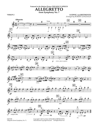 Book cover for Allegretto (from Symphony No. 7) - Violin 2