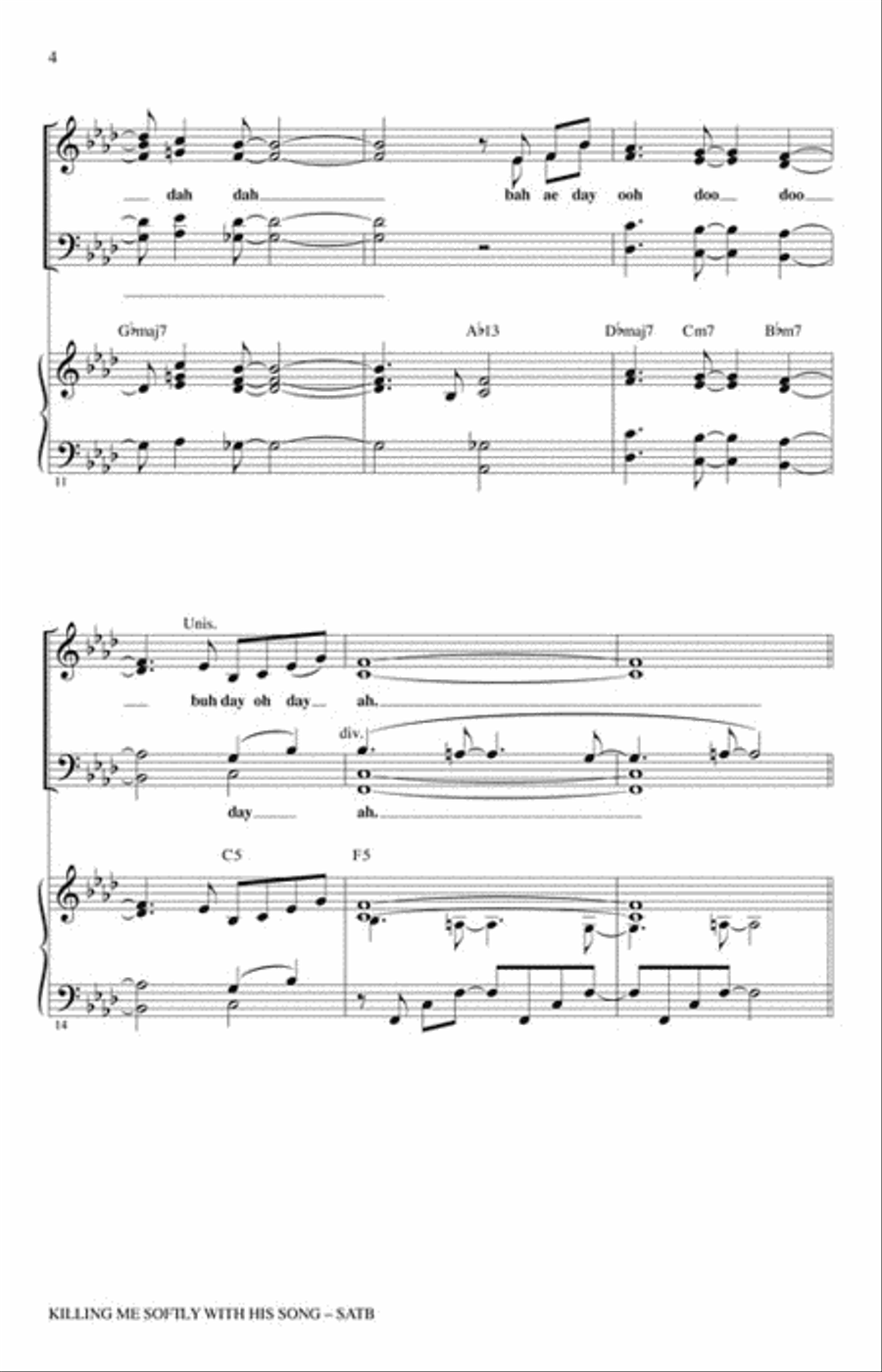 Killing Me Softly with His Song 4-Part scores gallery preview page 3