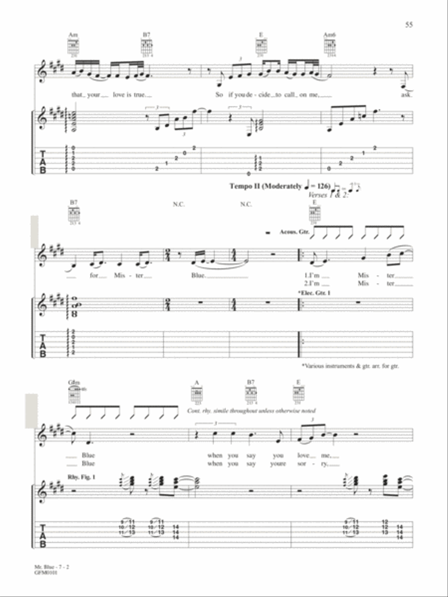 Mister Blue Mister Blue Guitar Tablature scores gallery preview page 2