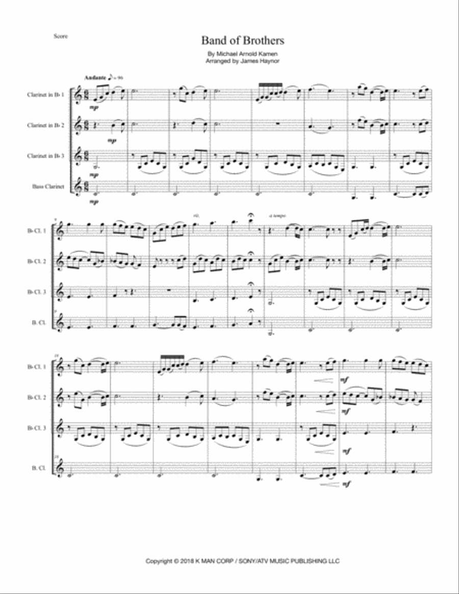 Band Of Brothers - Main Title Woodwind Quartet scores gallery preview page 3