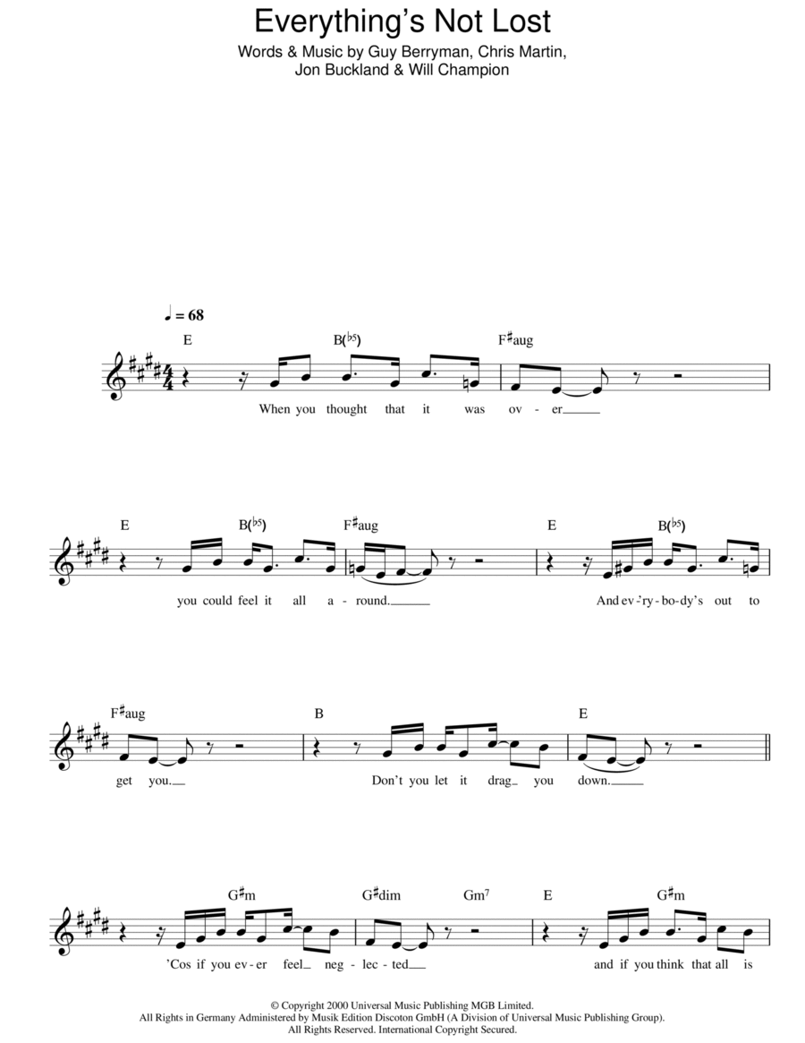 Everything's Not Lost Piano scores gallery preview page 1