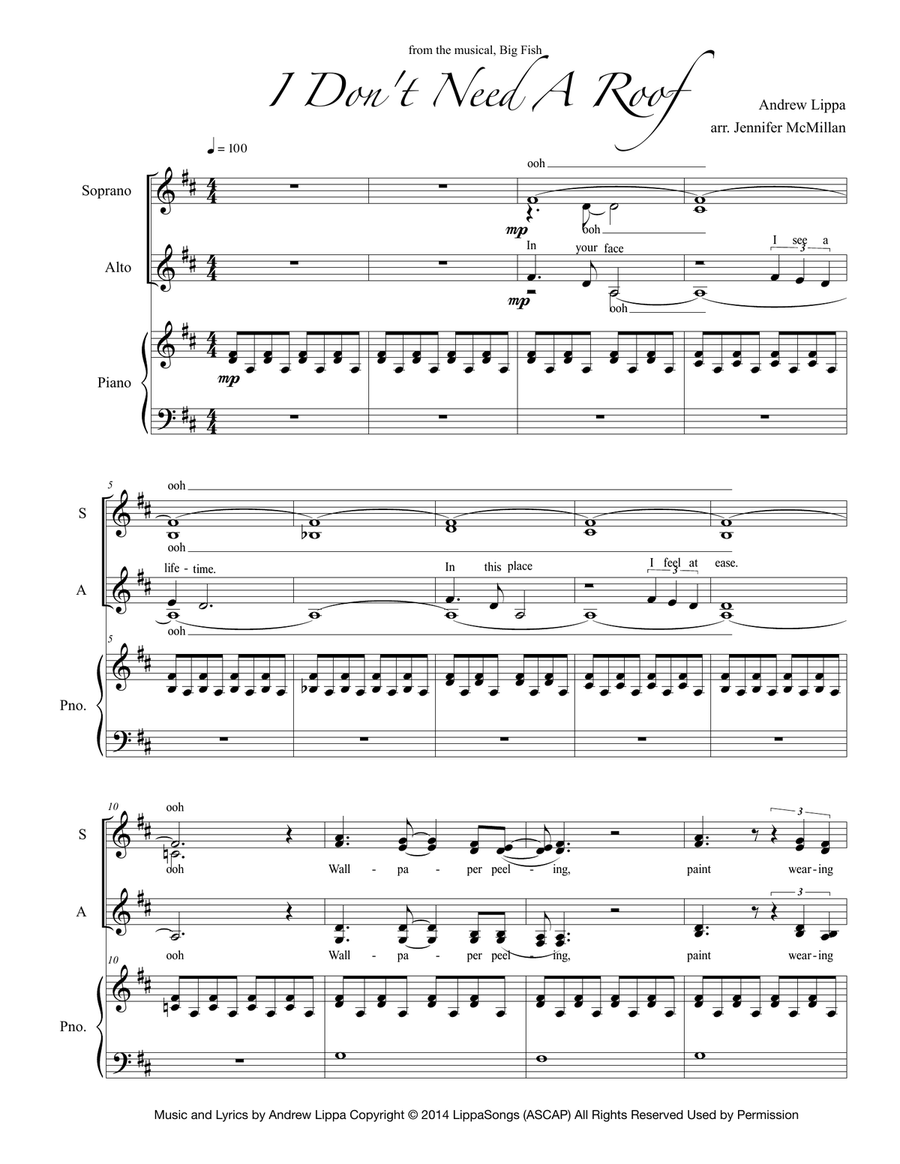 I Don't Need A Roof SSA scores gallery preview page 1