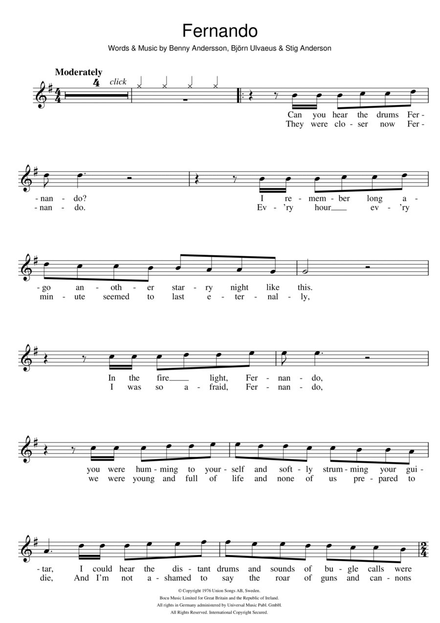 Fernando Fernando Flute Solo scores gallery preview page 1