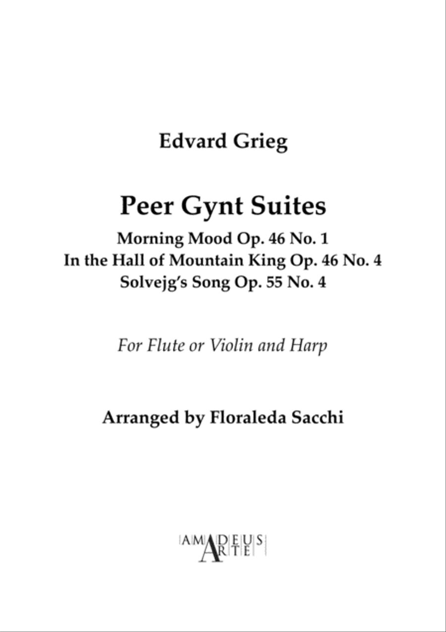 Peer Gynt Suite: Morning Mood, In the Hall of Mountain King, Solvejg's Song String Duet scores gallery preview page 1