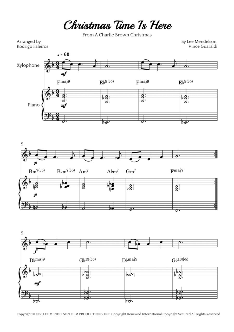 Free sheet music XYLOPHONE Christmas Carols Download PDF MP3 MIDI