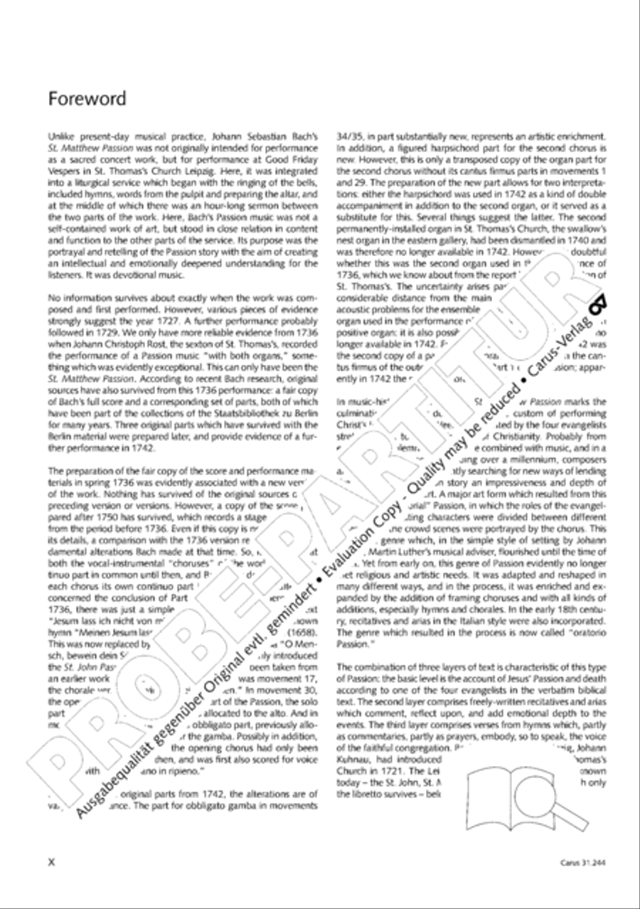 St. Matthew Passion (Matthaus-Passion) 4-Part scores gallery preview page 11