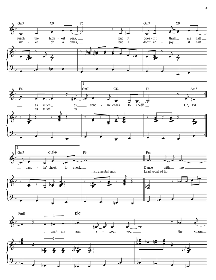 Cheek To Cheek Piano, Vocal scores gallery preview page 3