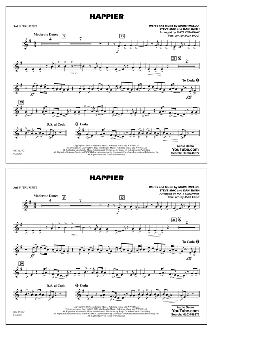 Happier (arr. Matt Conaway and Jack Holt) - 3rd Bb Trumpet