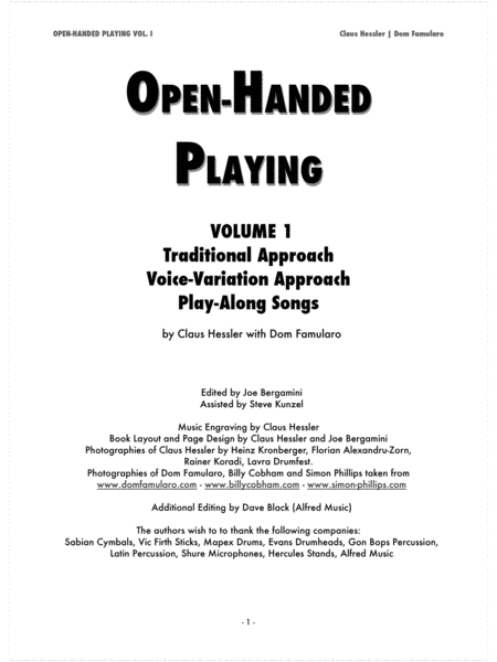 Open-Handed Playing, Volume 1