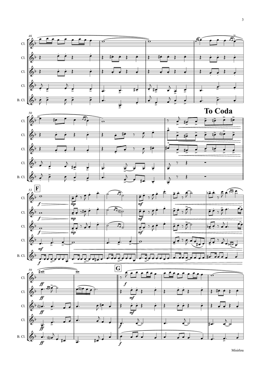 Misirlou - Pulp Fiction - Clarinet Quintet Clarinet Quintet scores gallery preview page 3