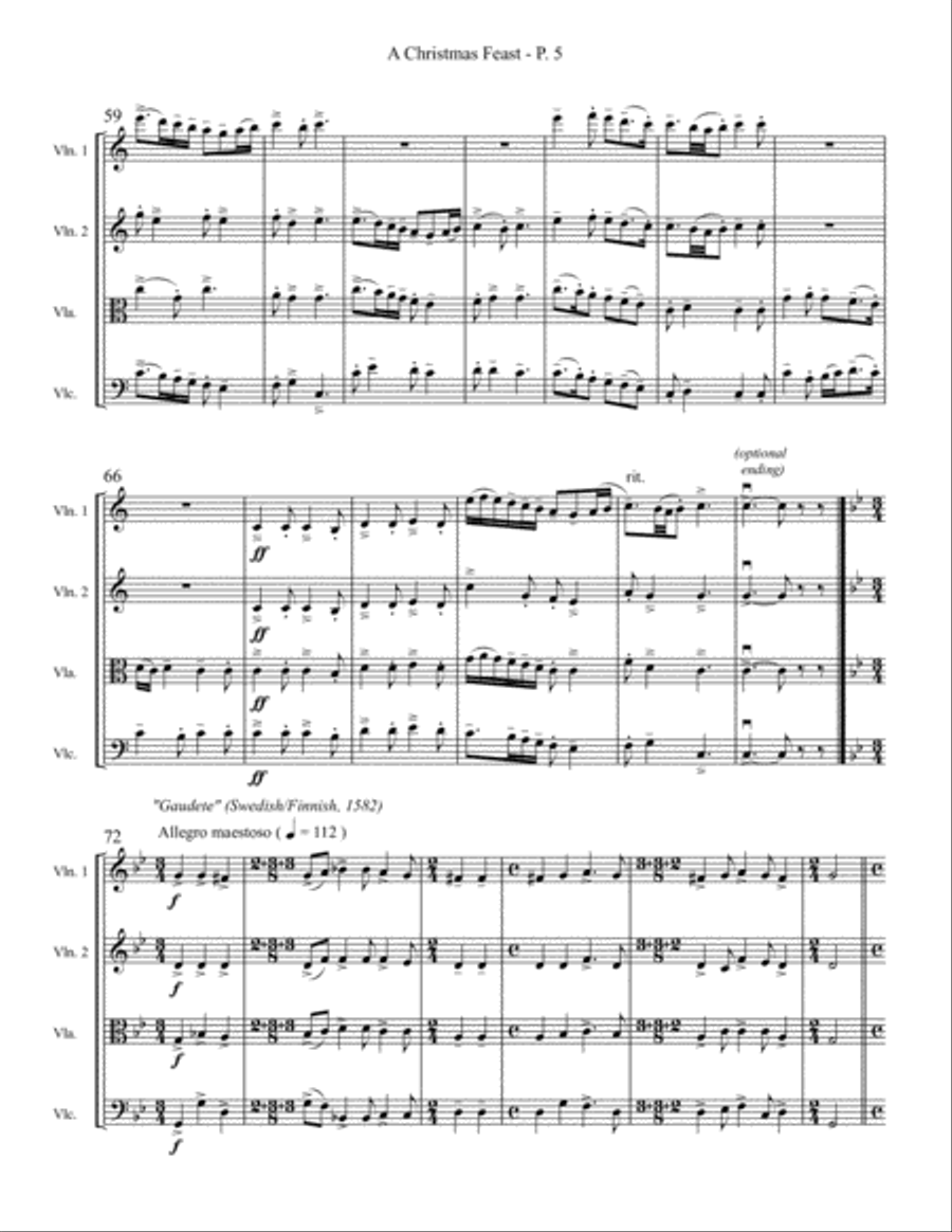 A Christmas Feast String Quartet scores gallery preview page 5