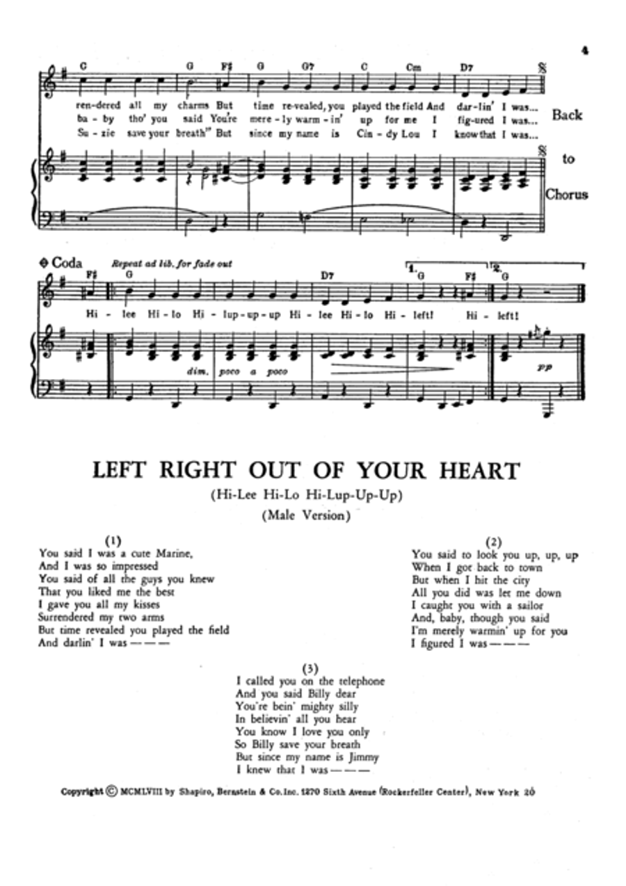 Left Right Of Your Heart (Hi-Lee Hi-Lo Hi-Lup-Up-Up) Voice scores gallery preview page 4