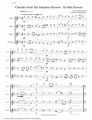Chorales from the Johannes-Passion (St John Passion) for flute quartet (3 flutes and alto flute)