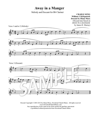 Book cover for Away in a Manger - Clarinet melody & descant