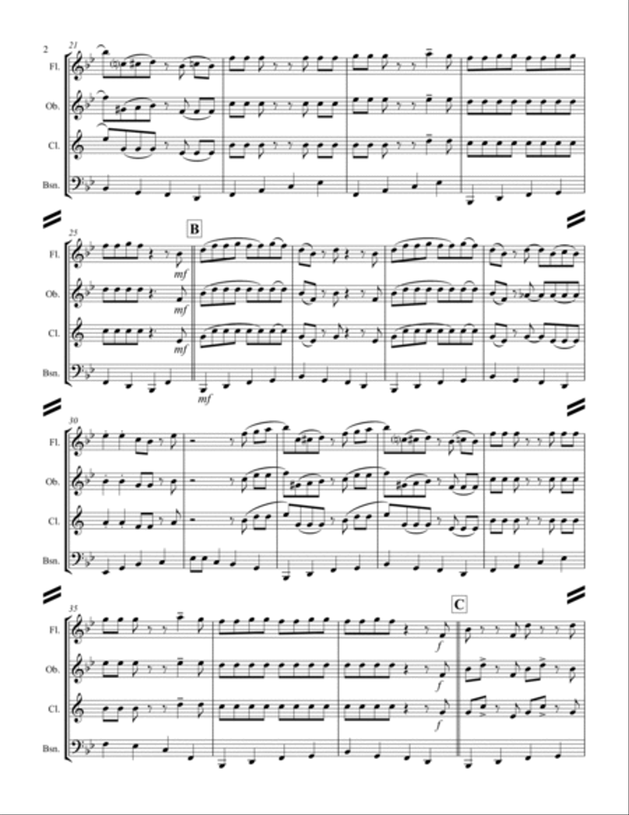 Boogie Woogie Bugle Boy Woodwind Quartet scores gallery preview page 3