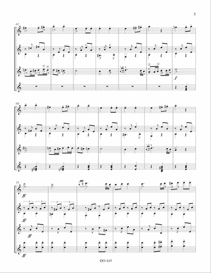 Symphony No. 7, IInd movement Guitar Ensemble scores gallery preview page 5