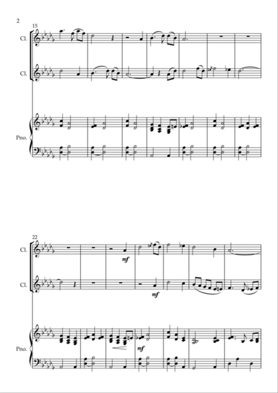 The Amazing Grace Blues, for Clarinet Duet and Piano Clarinet Duet scores gallery preview page 2