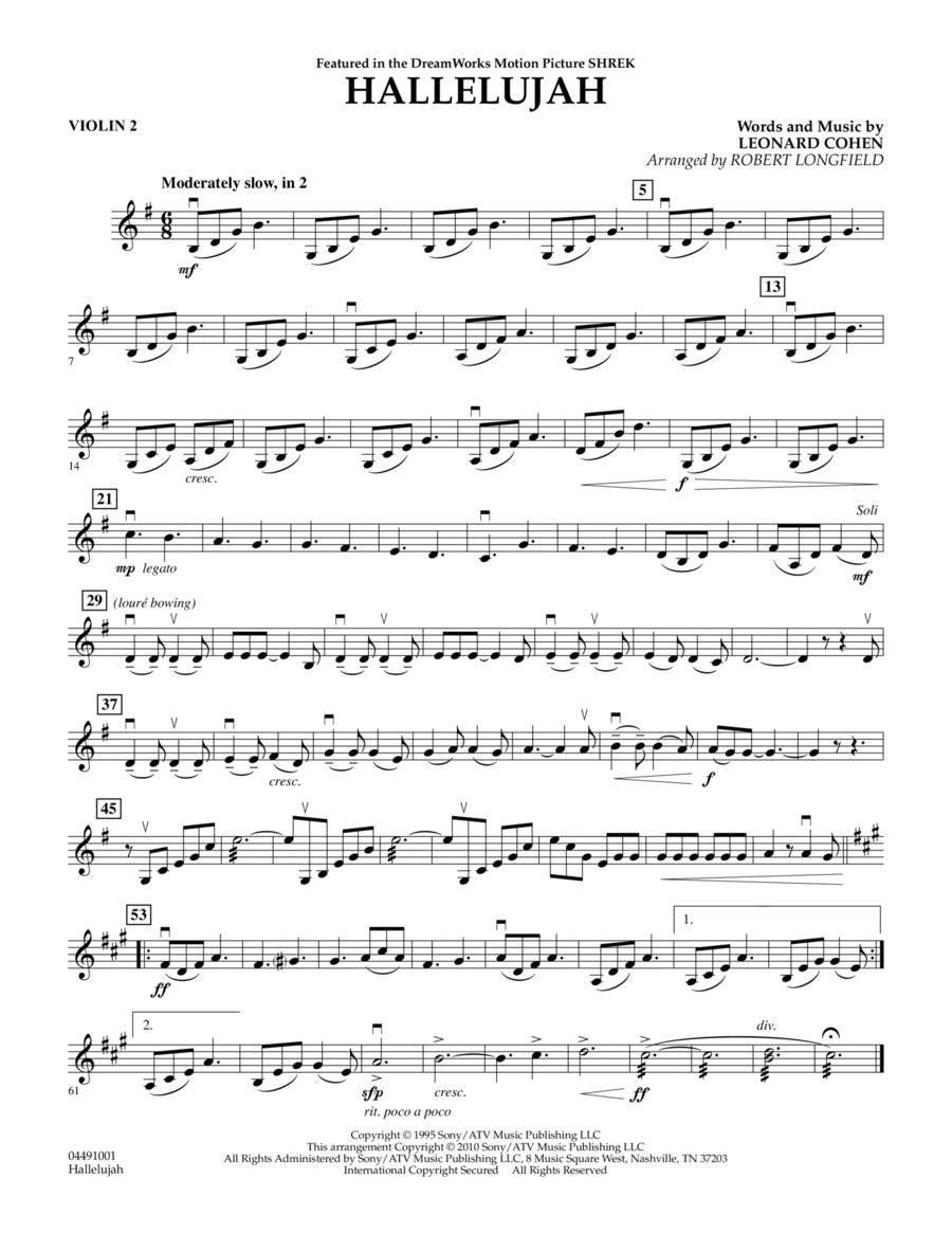 Hallelujah - Violin 2