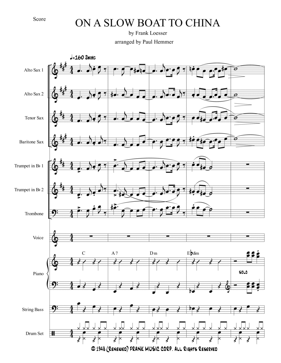 On A Slow Boat To China Jazz Ensemble scores gallery preview page 1