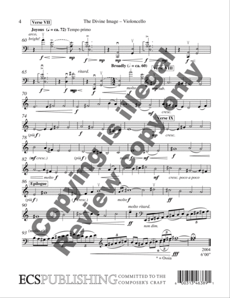 The Divine Image (Cello Part) Choir scores gallery preview page 6