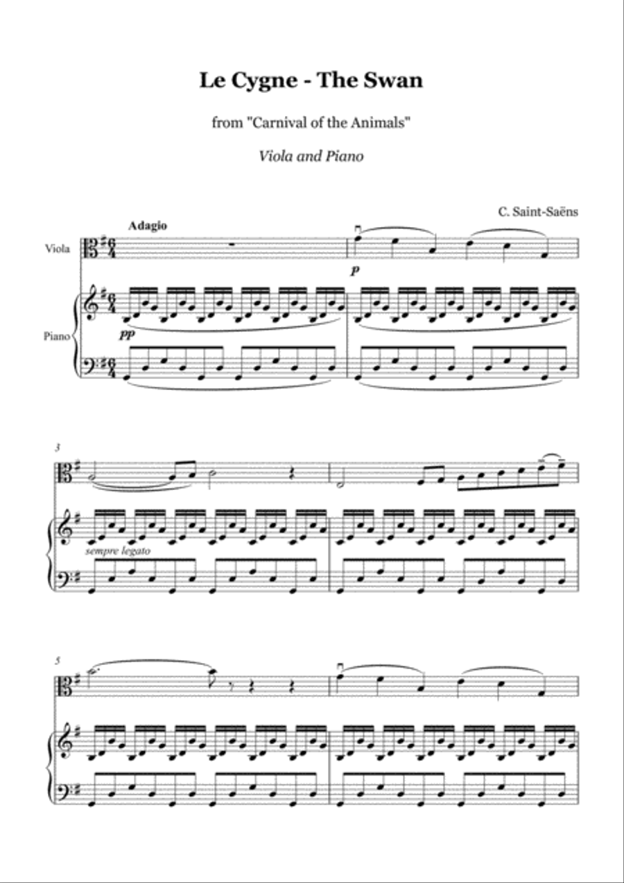 Saint-Sans - The Swan - viola and piano image number null