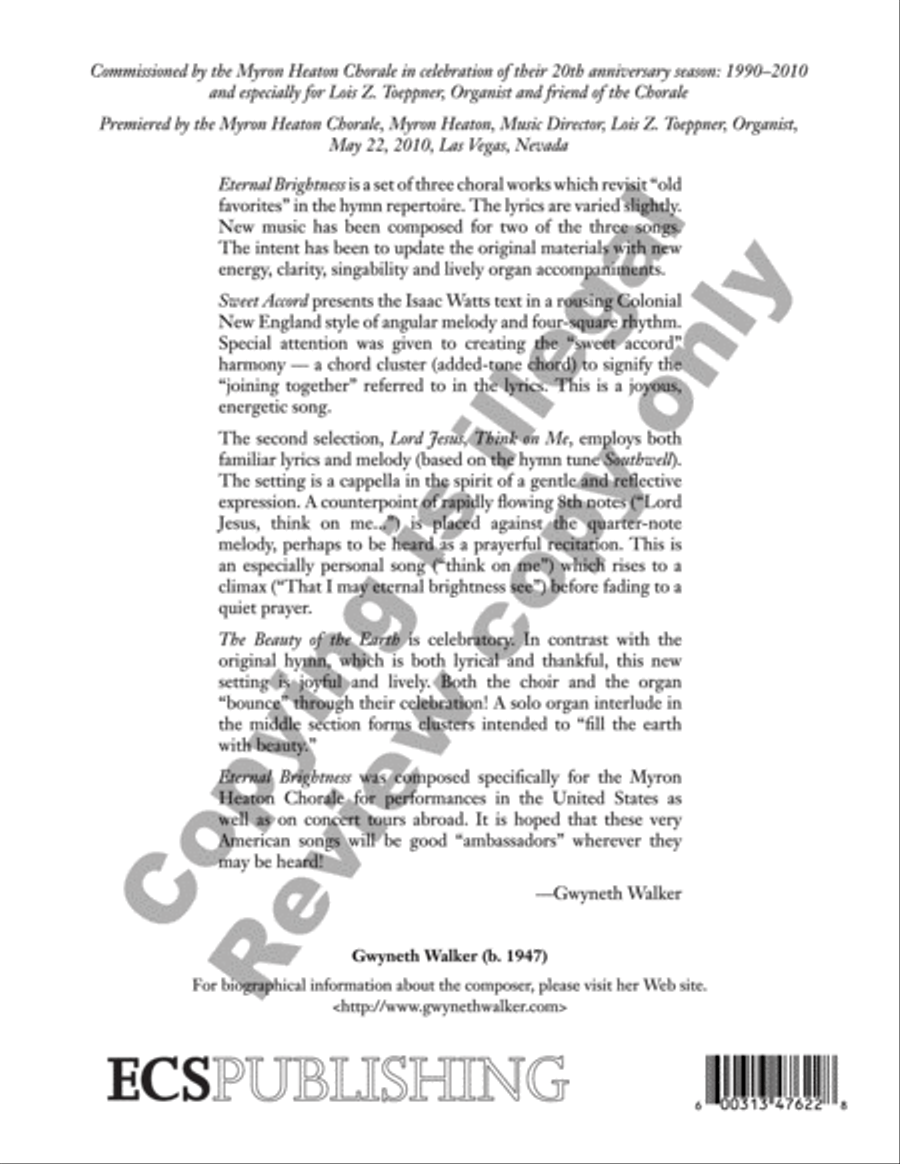 Eternal Brightness: 2. Lord Jesus, Think On Me 4-Part scores gallery preview page 12