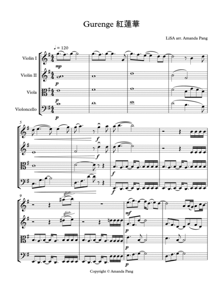 Gurenge - Cello - Digital Sheet Music