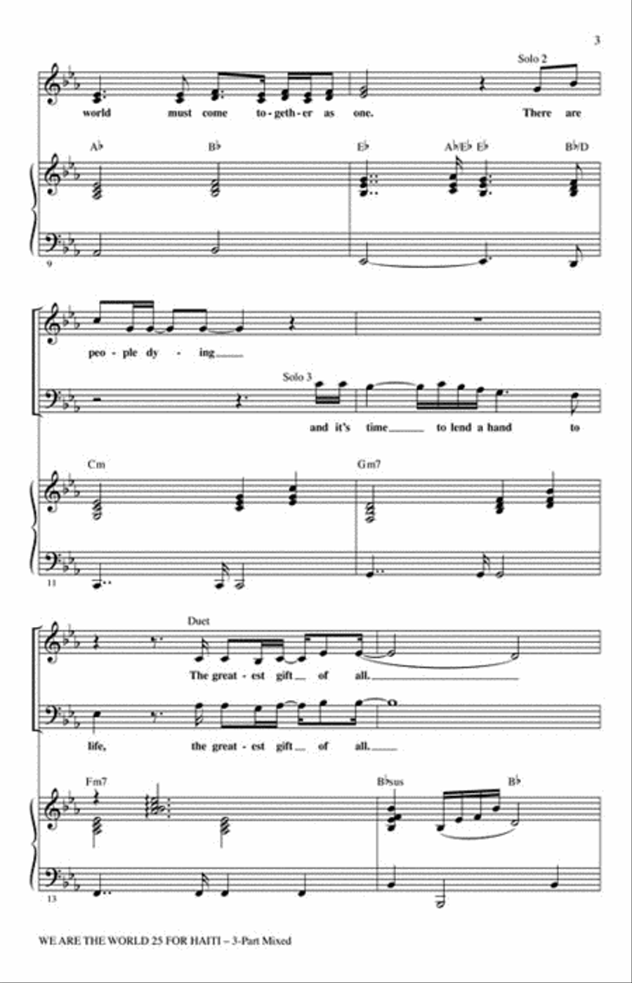 We Are the World 25 for Haiti 3-Part scores gallery preview page 3