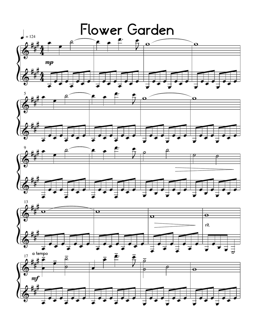 Flower Garden Easy Piano scores gallery preview page 1