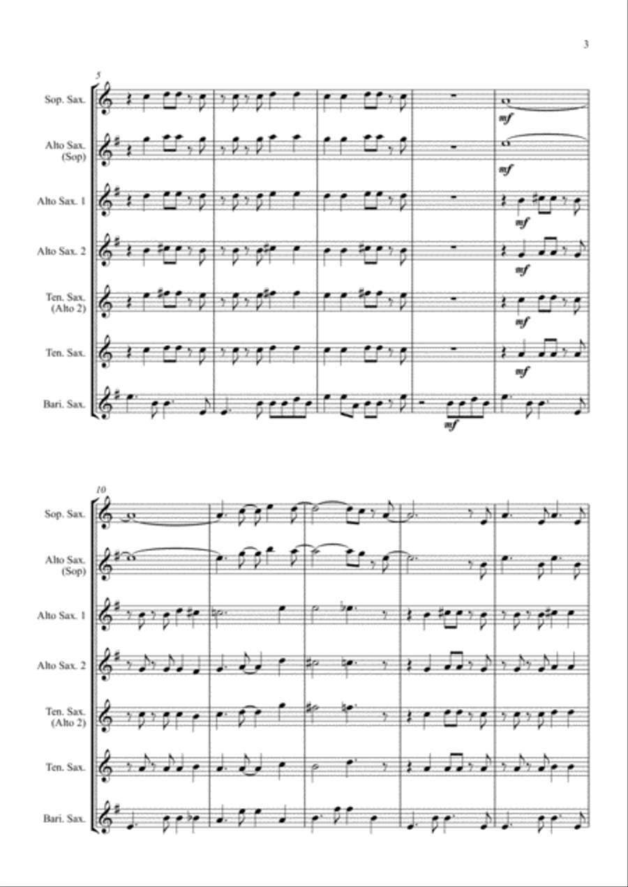 Mas Que Nada Saxophone Quintet scores gallery preview page 3