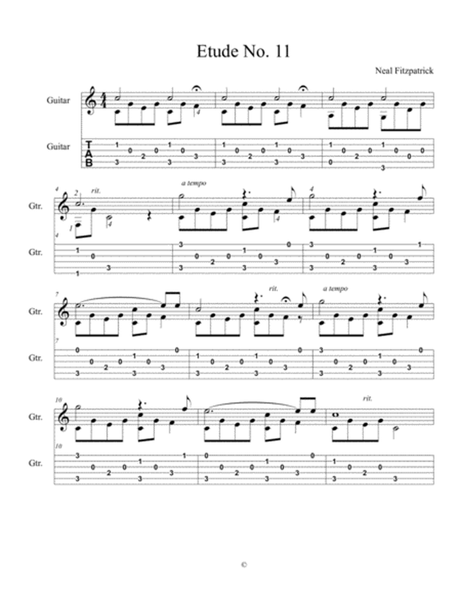 Etude No.11 For Guitar by Neal Fitzpatrick-Tablature Edition image number null