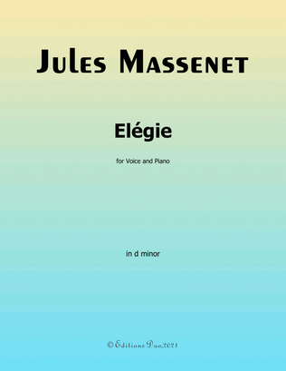 Book cover for Elégie, by Massenet, in d minor